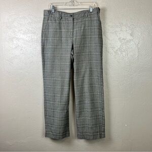 LL Bean Women’s Gray Plaid Lined Pants Cotton Flannel Sz 12  Classic Fit Elastic
